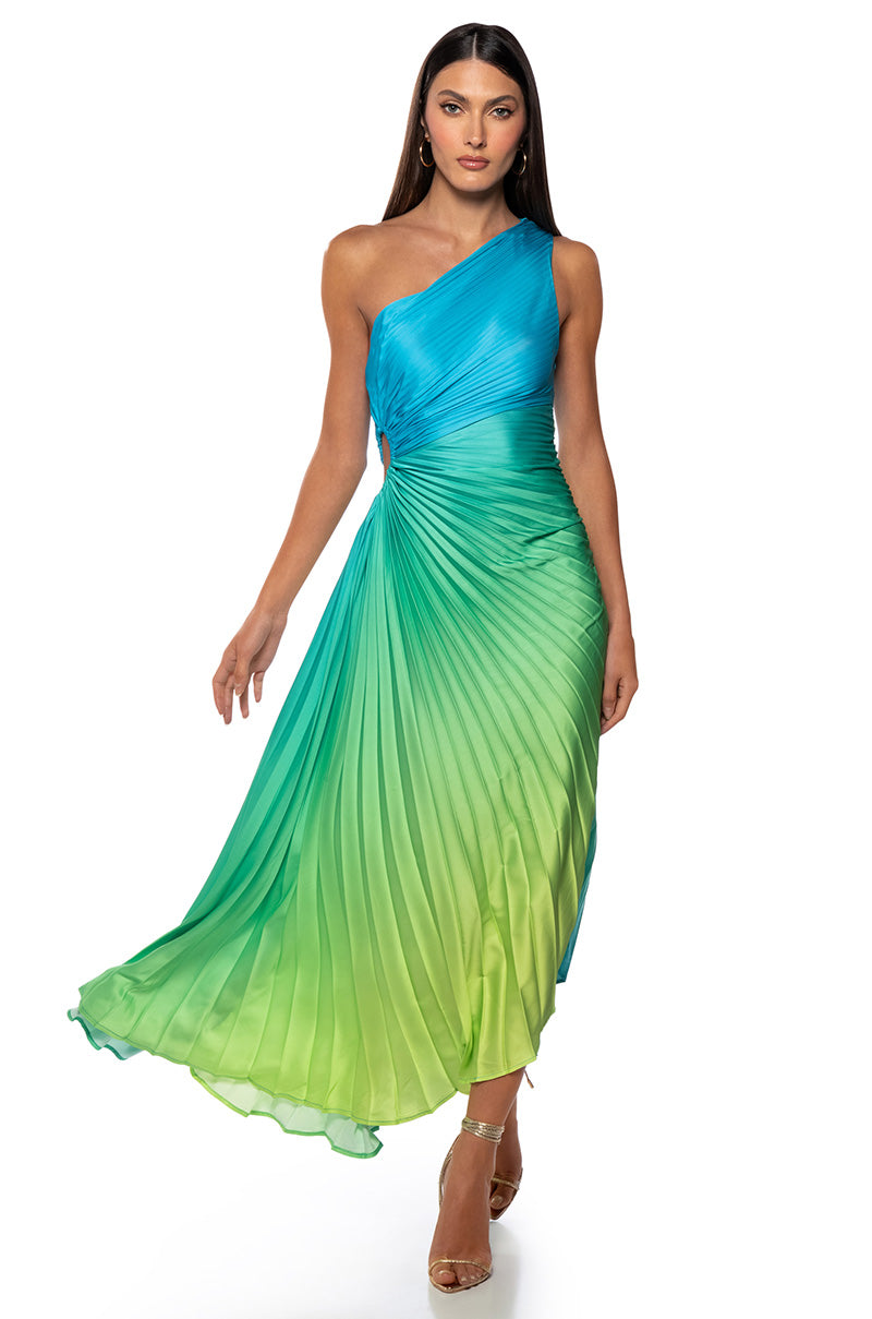 ON MY OWN WAVE OMBRE ONE SHOULDER MAXI DRESS AKIRA ON MY OWN WAVE OMBRE ONE SHOULDER MAXI DRESS AKIRA