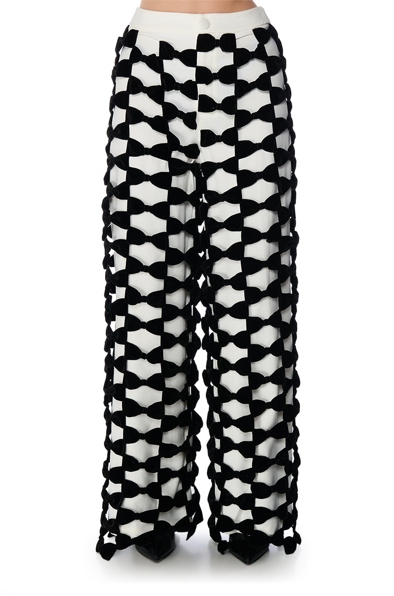 Full View Opal All Over Bow Detail Wide Leg Pant