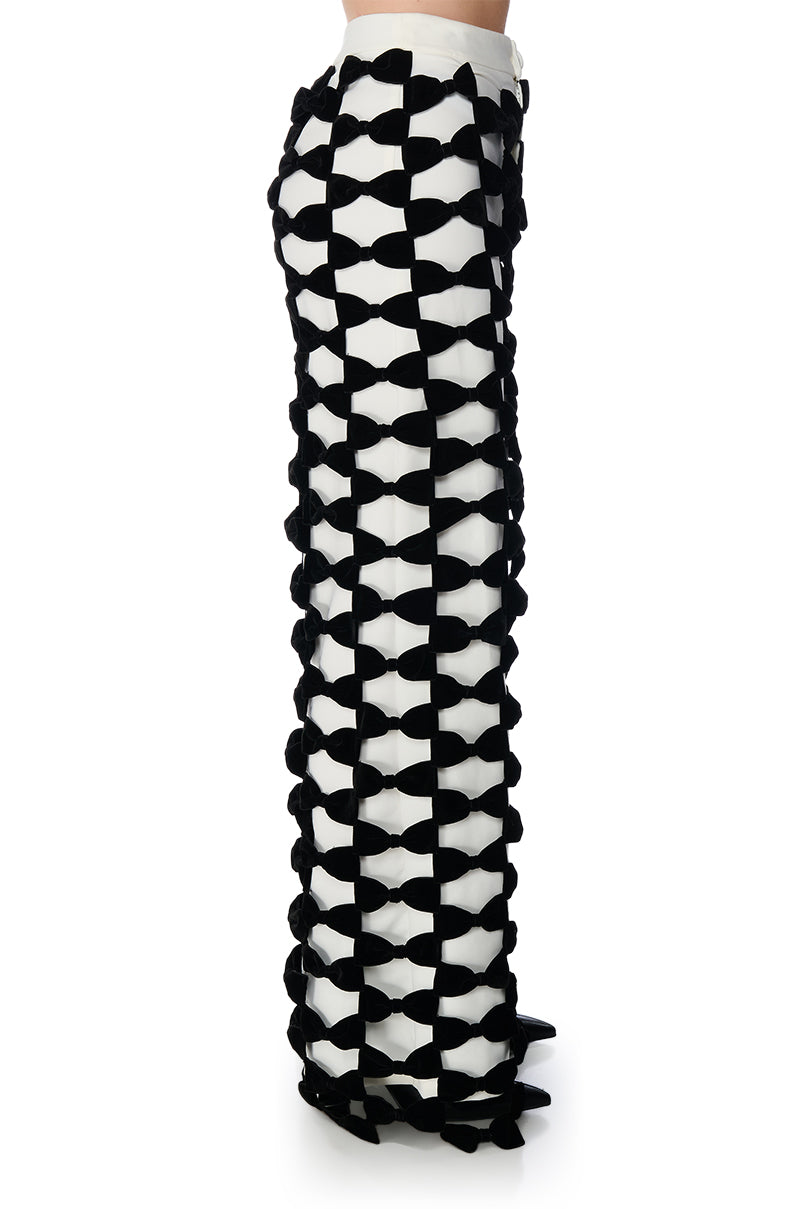 Extra View Opal All Over Bow Detail Wide Leg Pant