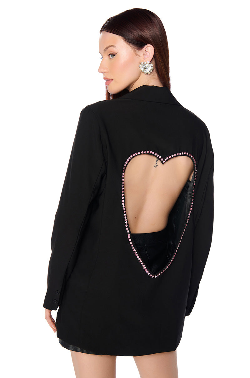 Side View Open Back Heart Blazer