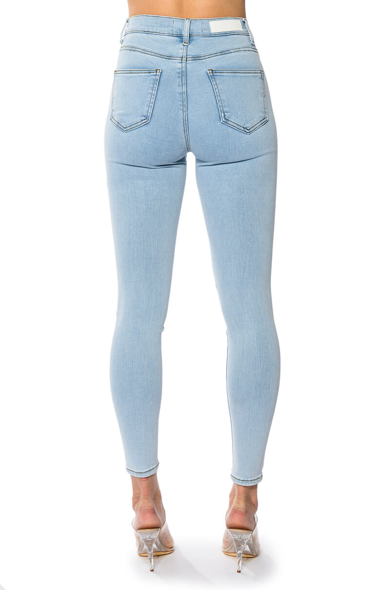 Extra View Outta This World Distressed Rhinestone High Rise Skinny Jeans