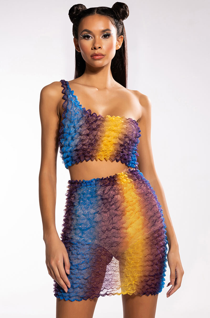 Back View Paloma Textured Mini Skirt