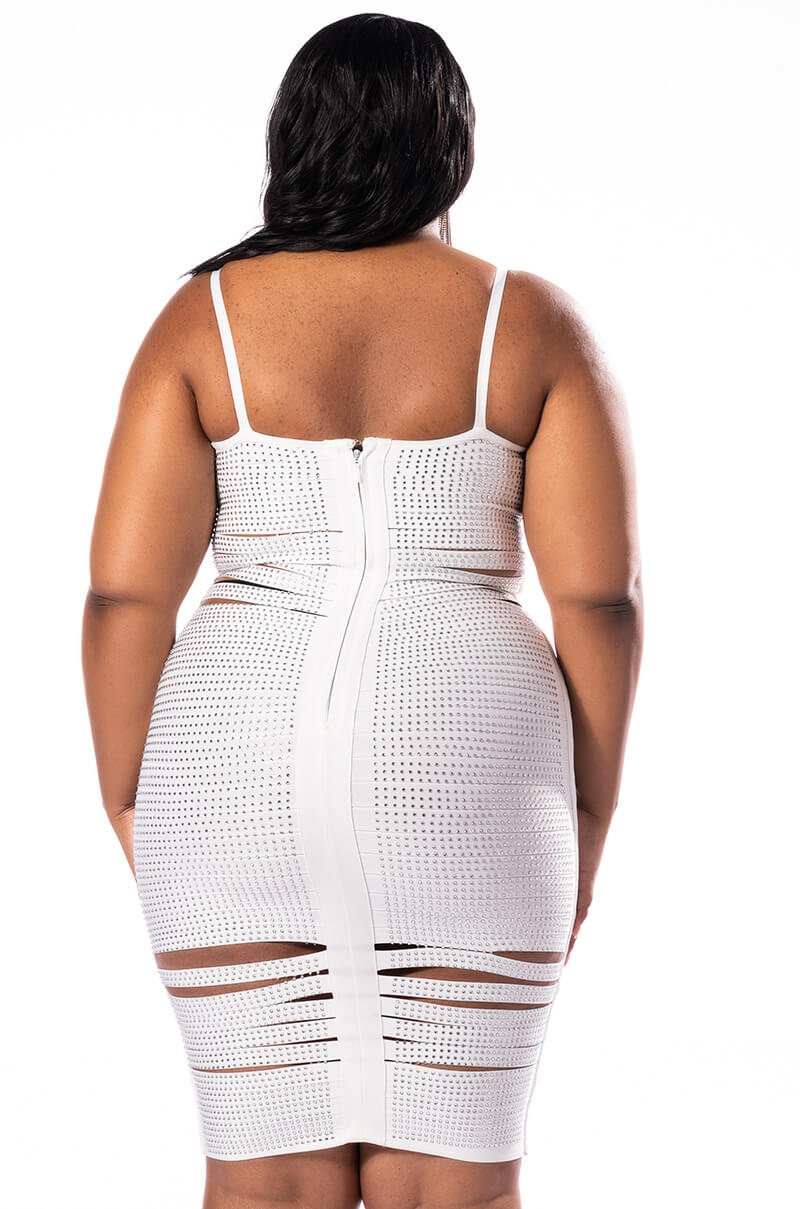Full View Plus Glam Me Up Midi Rhinestone Bandage Dress