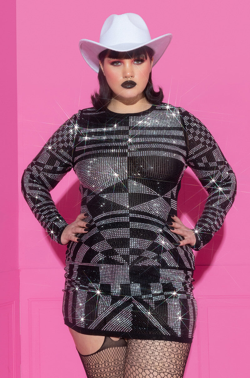 long sleeve rhinestone mesh dress Black Sheer Mesh Maxi Dress - Rhinestone Dress - Long Sleeve Gown