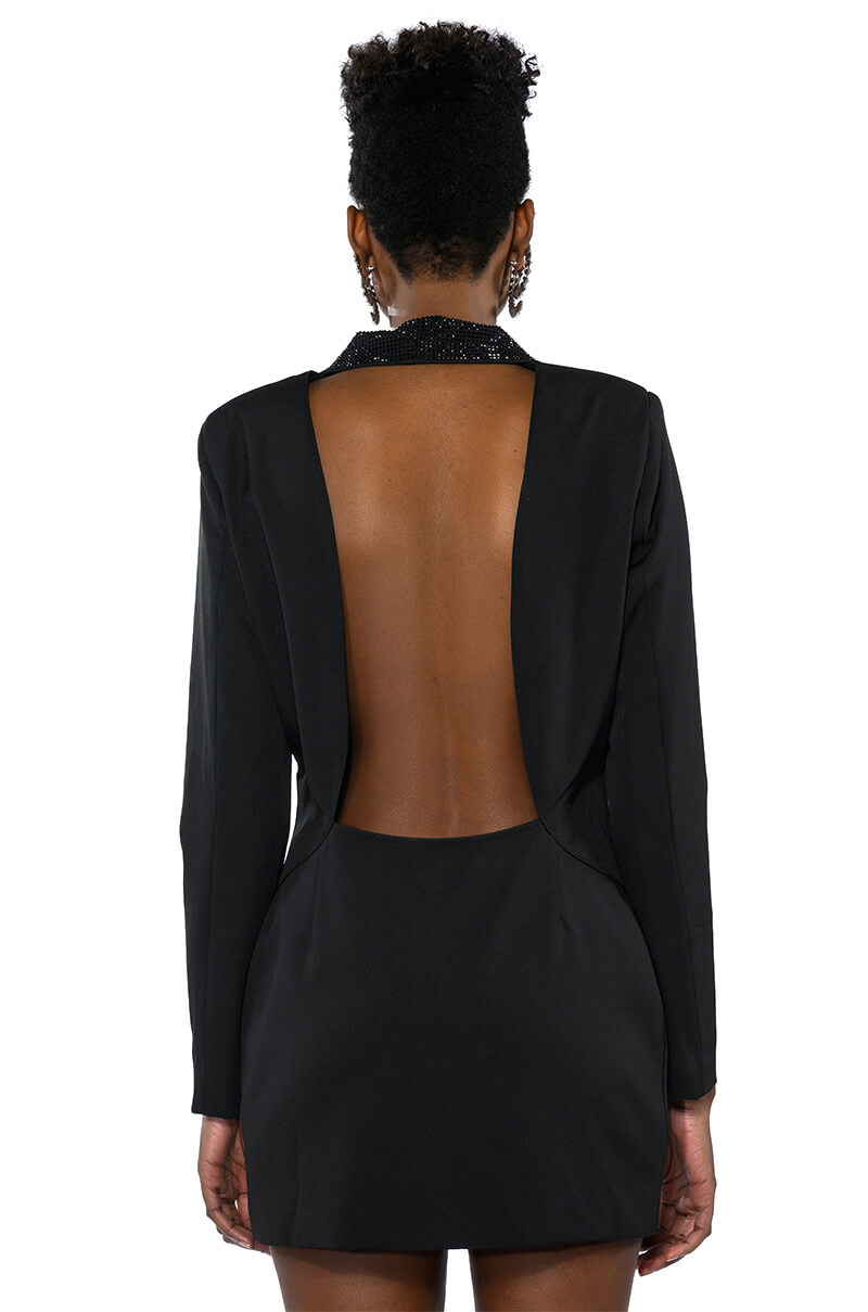 Extra View Prettiest Problem Embellished Deep V Blazer Mini Dress