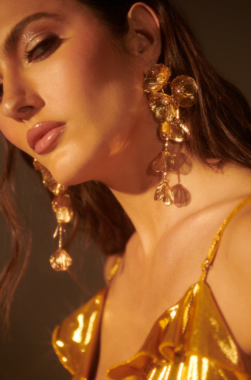 PRETTY LADY EMBELLISHED DANGLE EARRINGS IN GOLD AKIRA PRETTY LADY EMBELLISHED DANGLE EARRINGS IN GOLD AKIRA