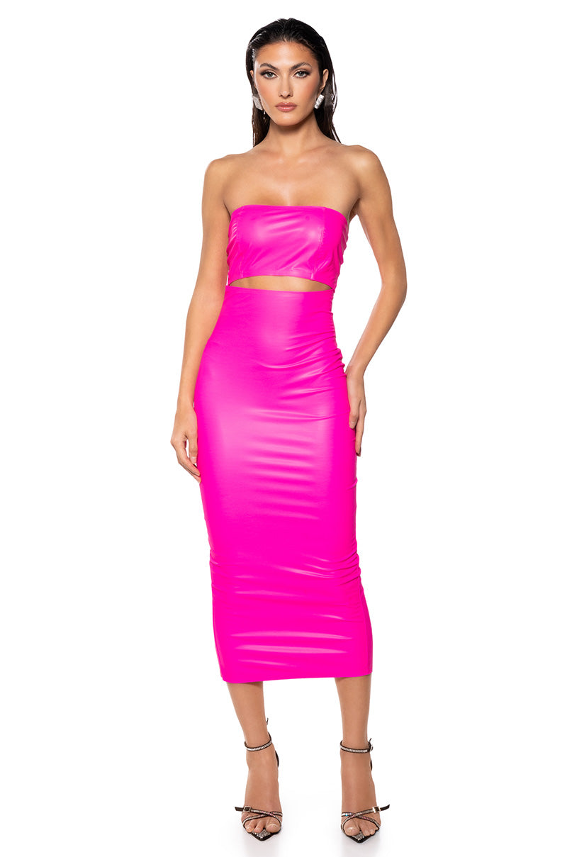 pleather pink dress Fire Vibes Faux Leather Dress Pink Size XL from Hello Molly