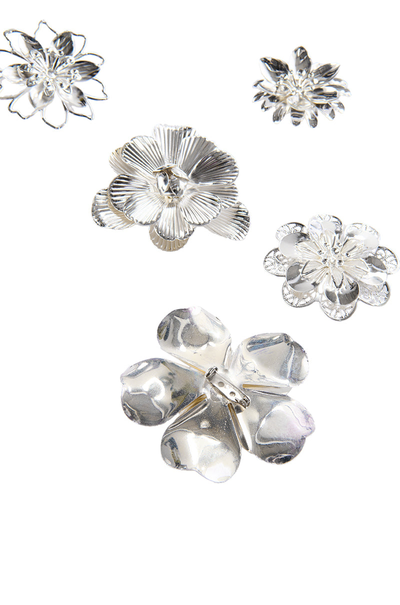 Full View Pretty Please Floral Brooch Pack In Silver