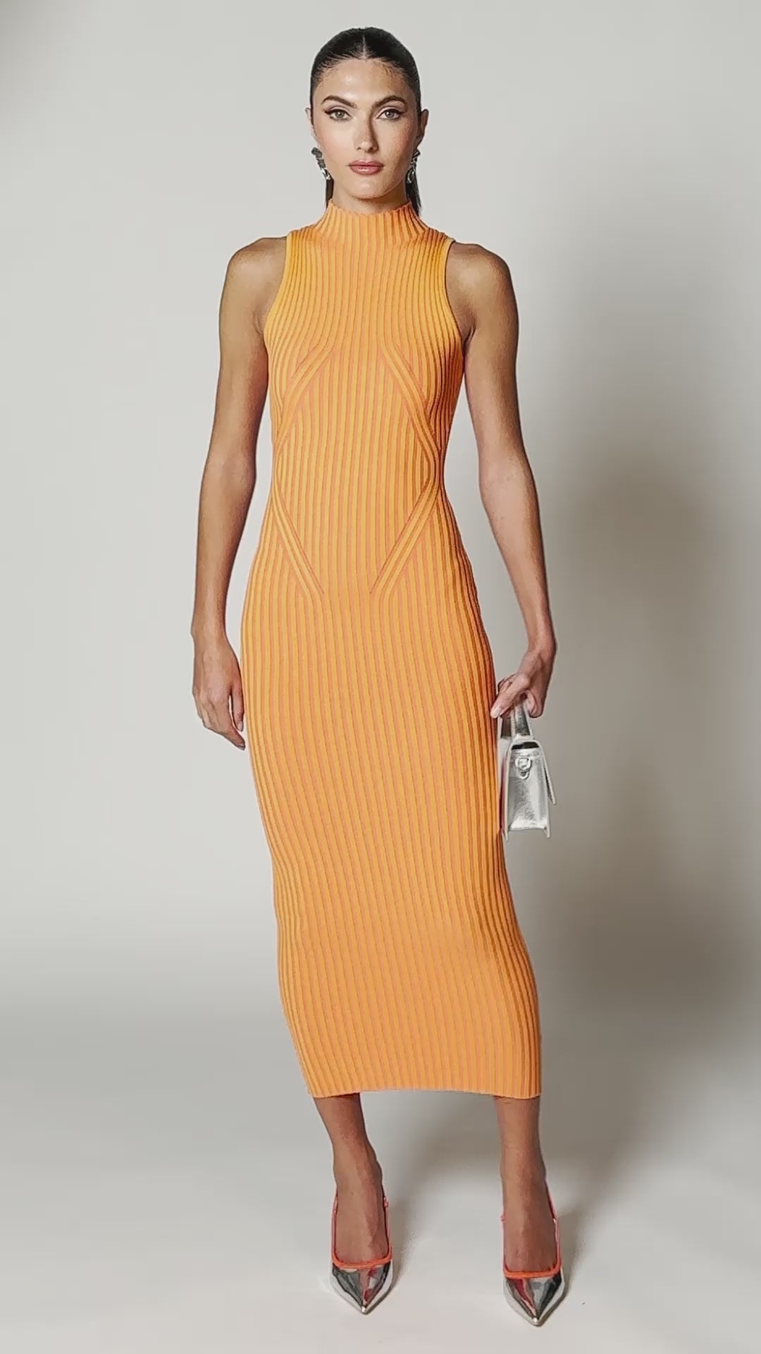 DKNY ribbed midi dress textured Rusty sold Orange NWT