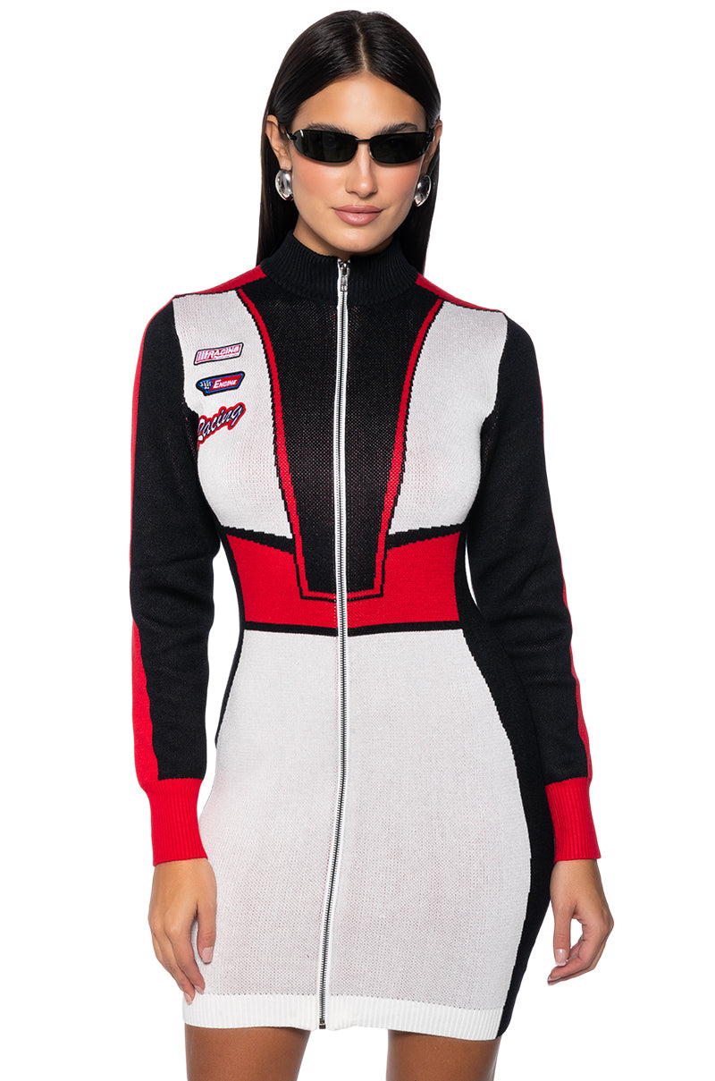 RACING KNIT BODYCON DRESS β AKIRA