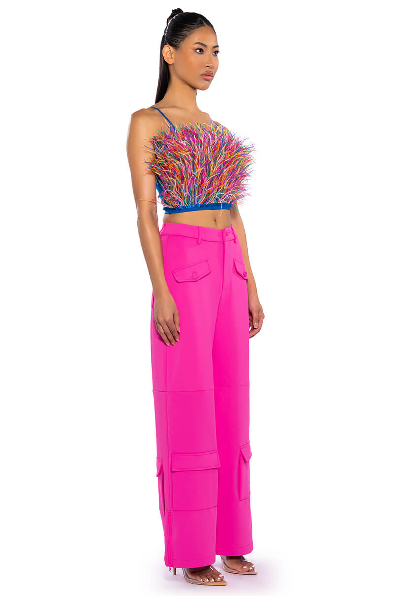 Detail View Real Ostrich Feather Top