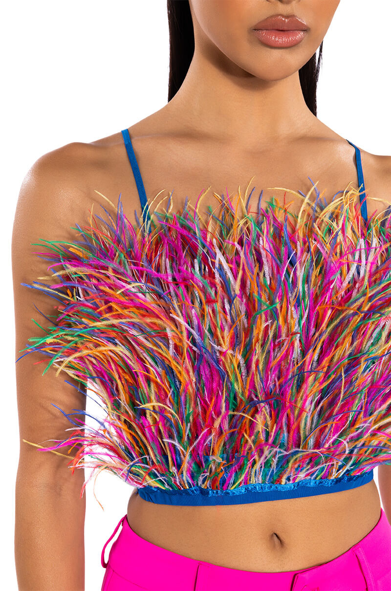 Extra View Real Ostrich Feather Top