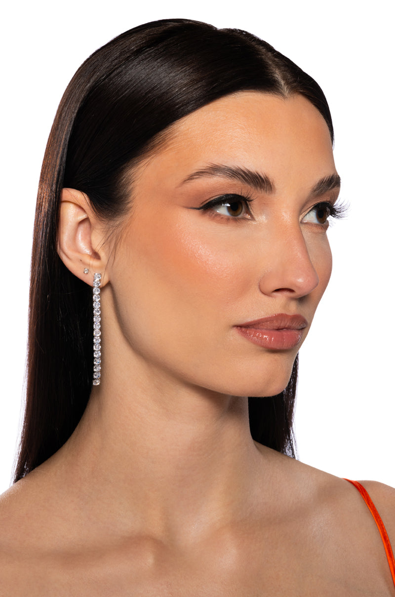 RHINESTONE DROP EARRING IN SILVER view 0