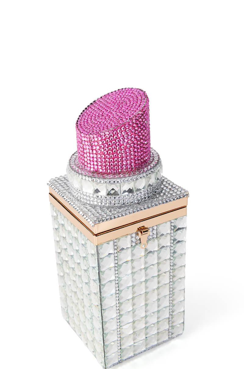 Detail View Rhinestone Lipstick Novelty Bag
