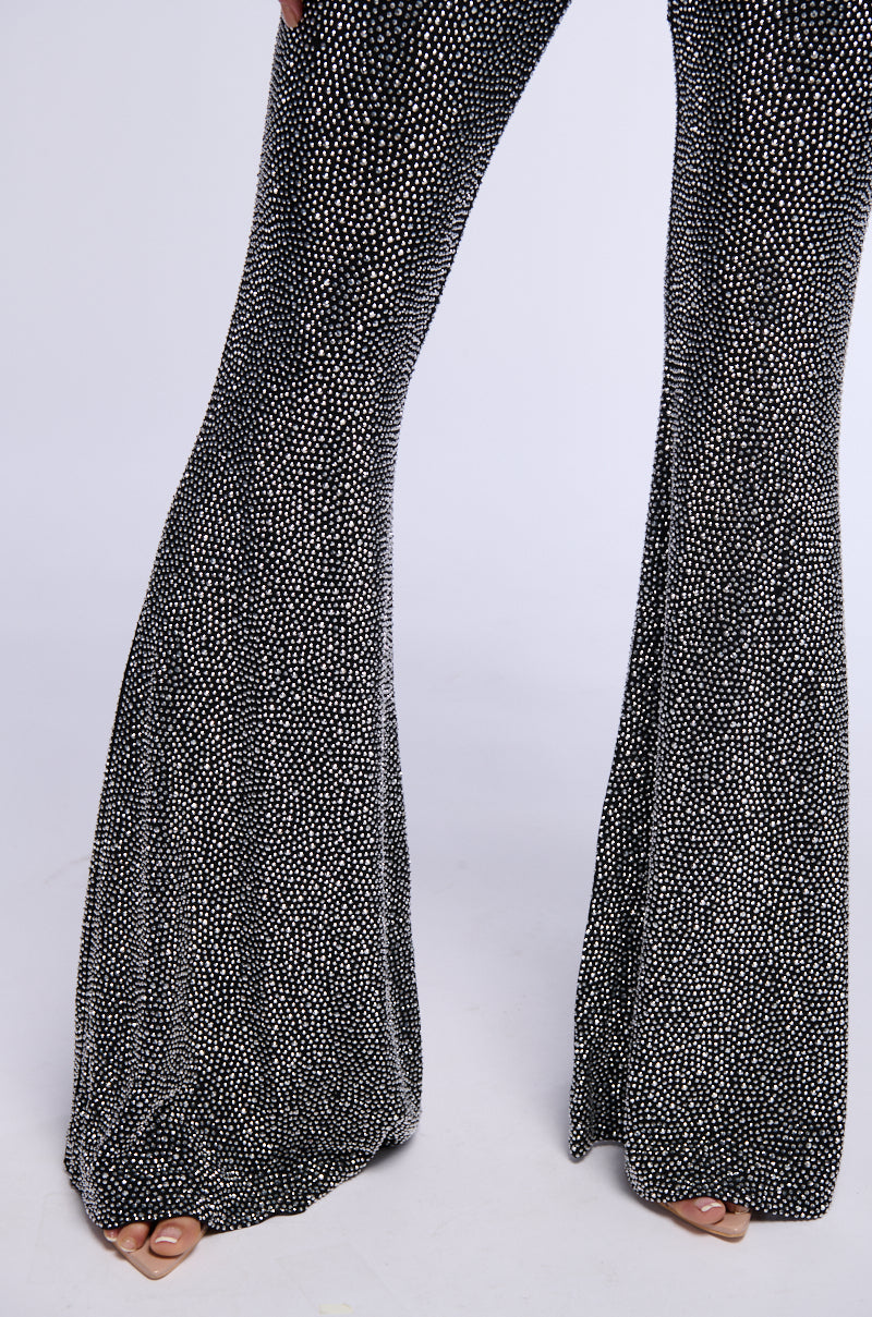 Extra View Rhinestone Mesh High Waist Flare Legging