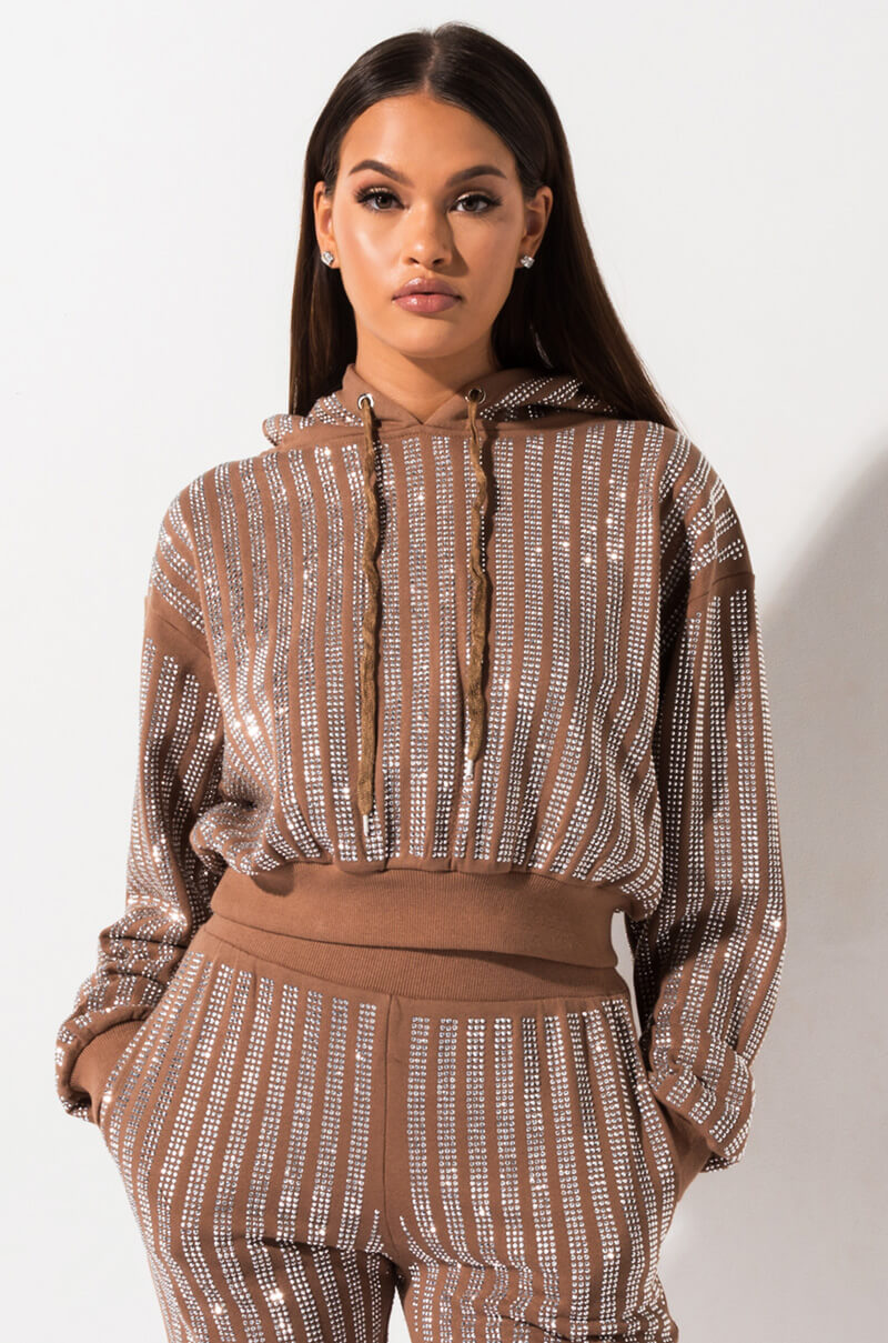 RUNAWAY RHINESTONE TOP BROWN view 0