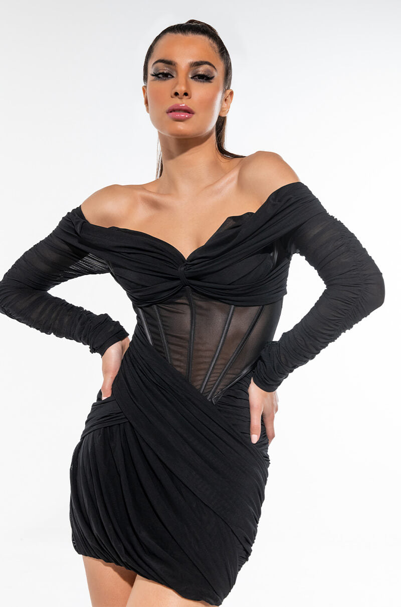RUNWAY READY RUCHED CORSET DRESS AKIRA RUNWAY READY RUCHED CORSET DRESS AKIRA