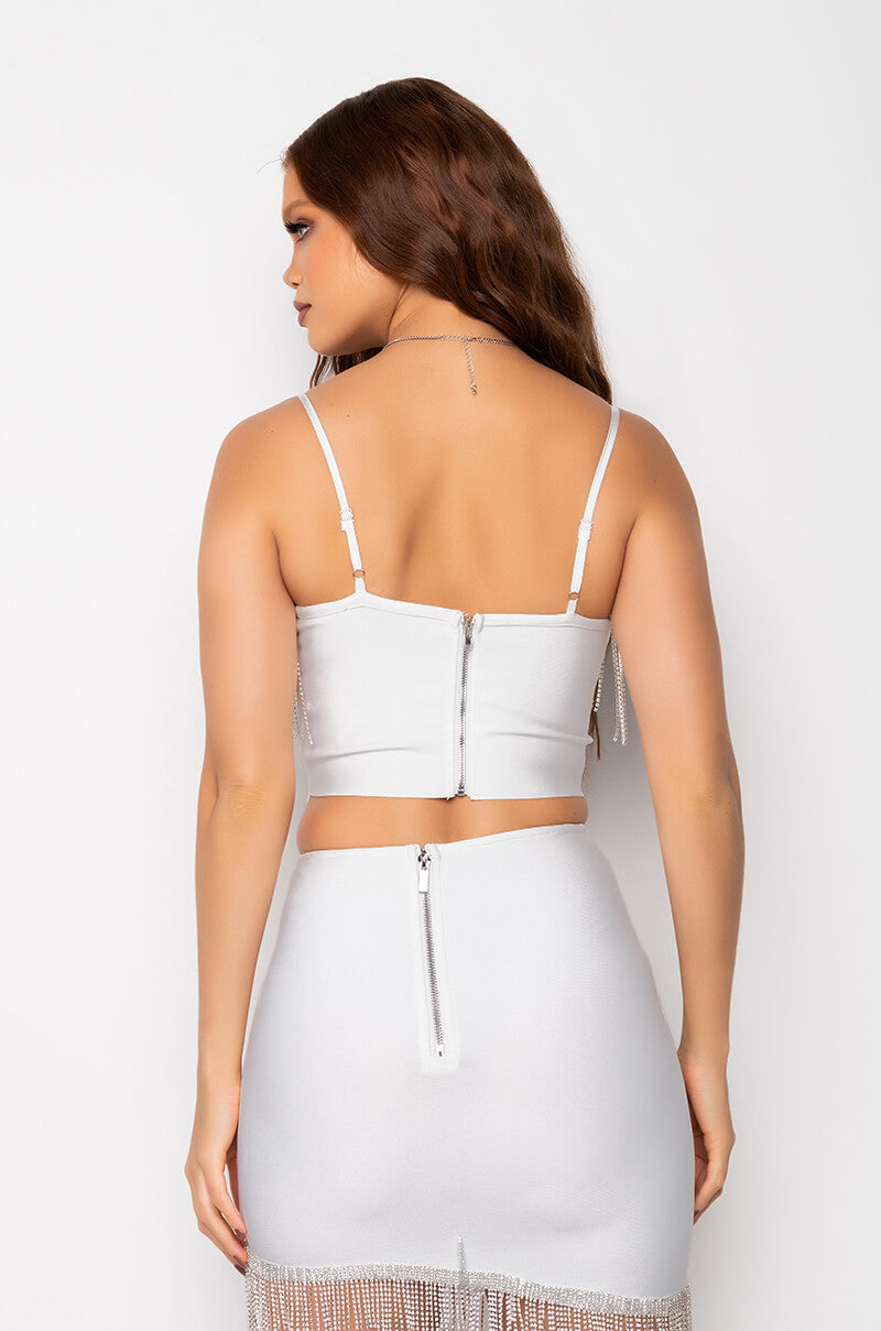 Extra View Sashay Away Rhinestone Plunge Crop Tank Top