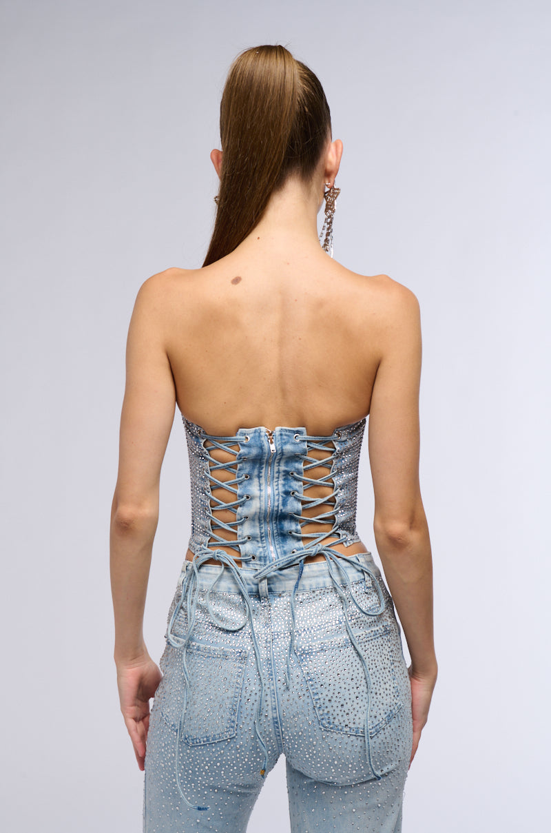 Detail View Shine On Me Denim Corset