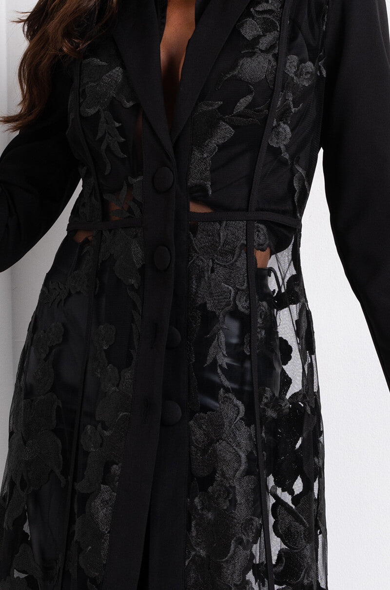 Showout Long Sleeve Lace Maxi Dress in Black