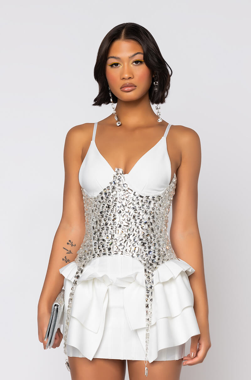 SO UNBELIEVABLE RHINESTONE CLEAR CORSET – AKIRA