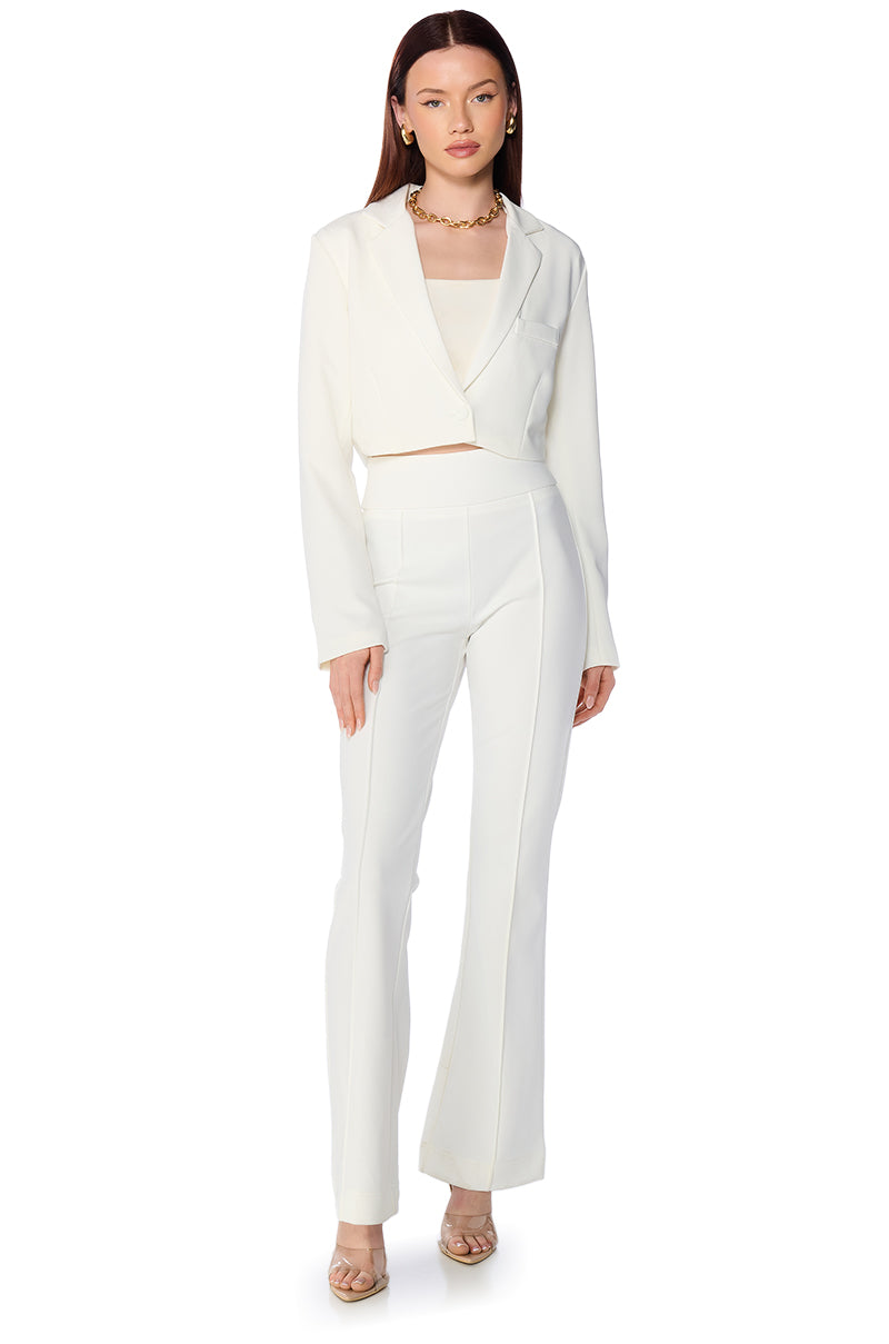 Back View Soft Spoken High Waist Knit Dress Trouser