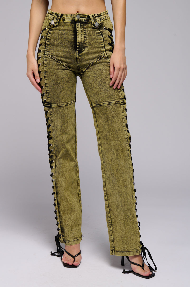 STAND OUT LACED UP JEANS view 0