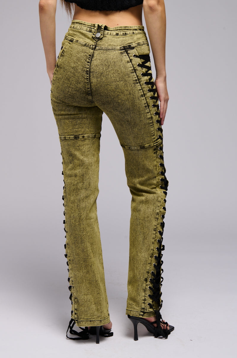 Full View Stand Out Laced Up Jeans
