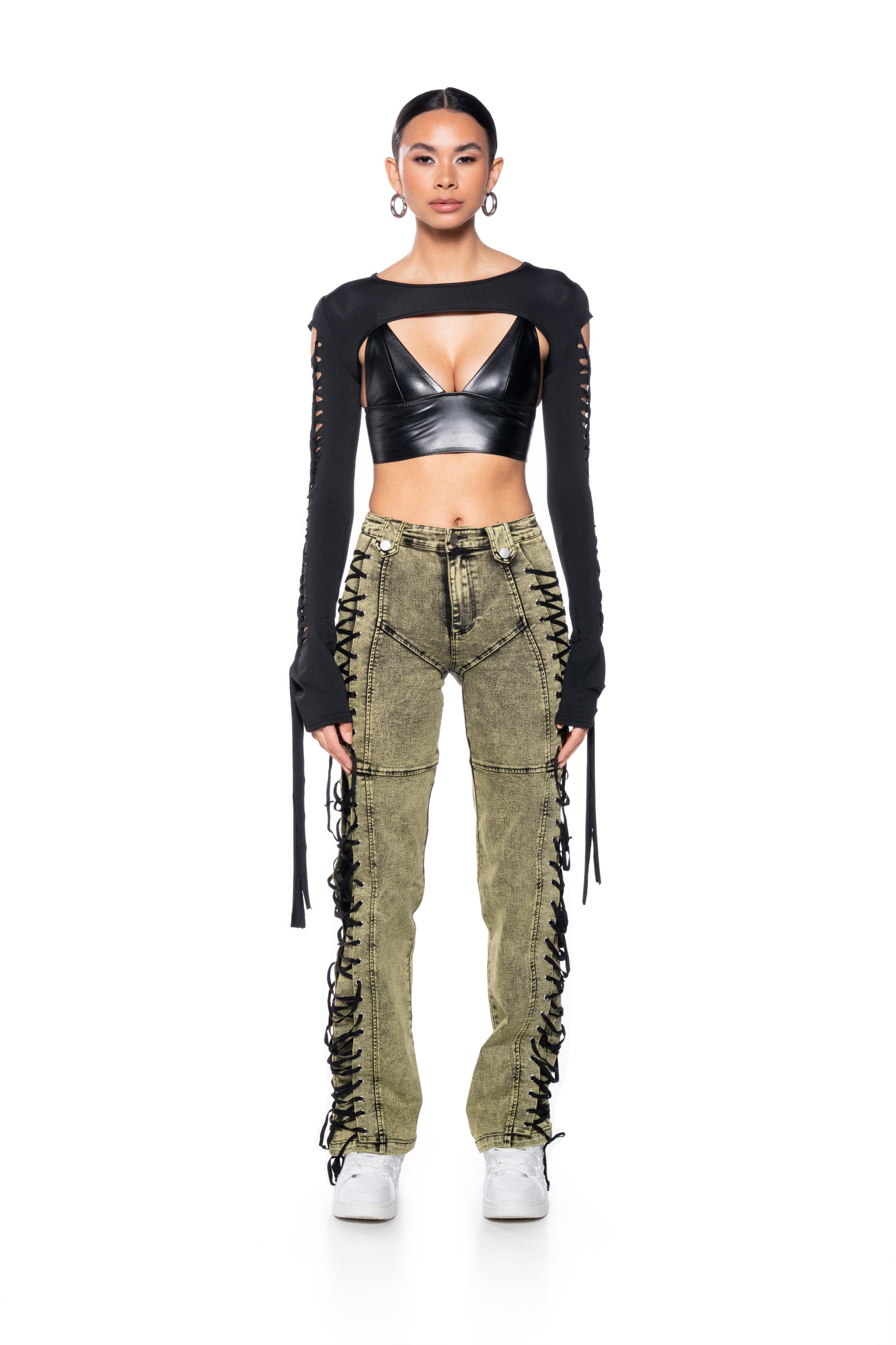 Extra View Stand Out Laced Up Jeans