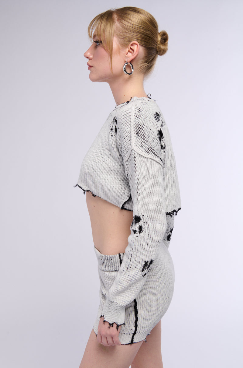 Detail View Street Style Distressed Knit Sweater