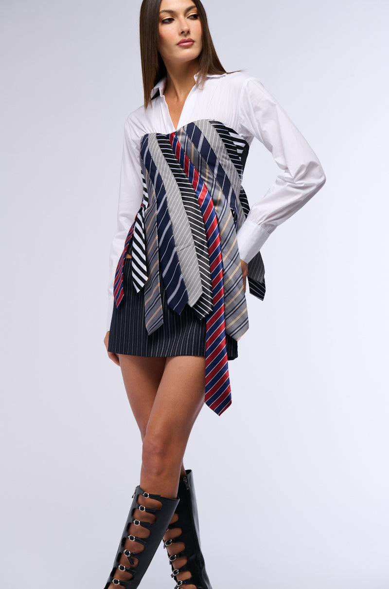 Extra View Strictly Business Tie Detail Corset Top