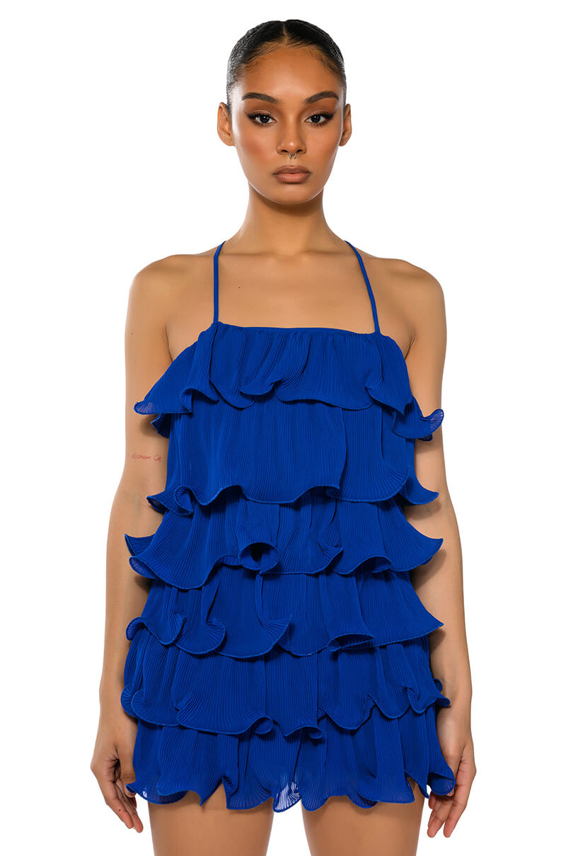 SWEETIE PLEATED RUFFLE SLEEVELESS MINI DRESS AKIRA SWEETIE PLEATED RUFFLE SLEEVELESS MINI DRESS AKIRA