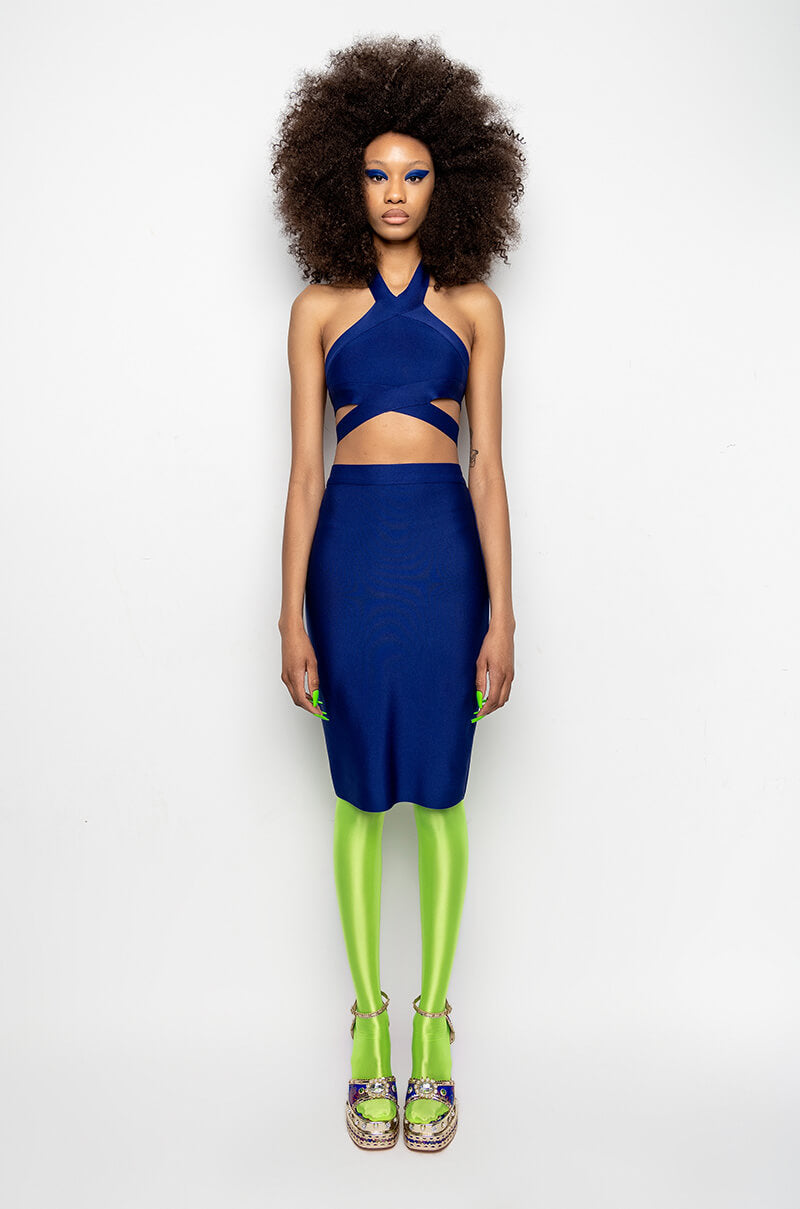 Extra View Take Control Off The Shoulder Cutout Bandage Crop Top