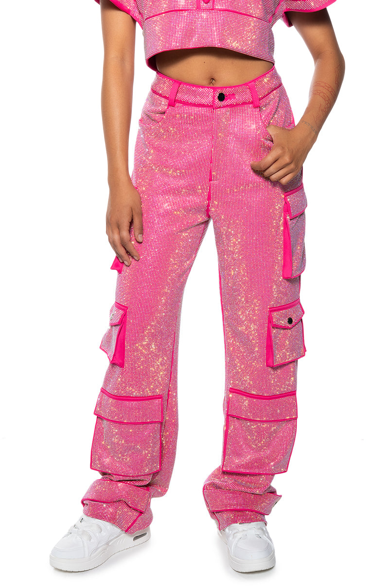 TAMARA RHINESTONE CARGO PANT view 0