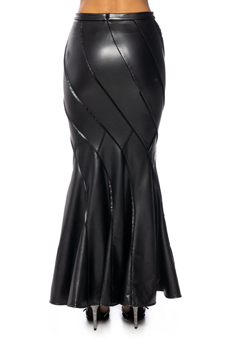 Extra View Tess Embellished Faux Leather Maxi Skirt