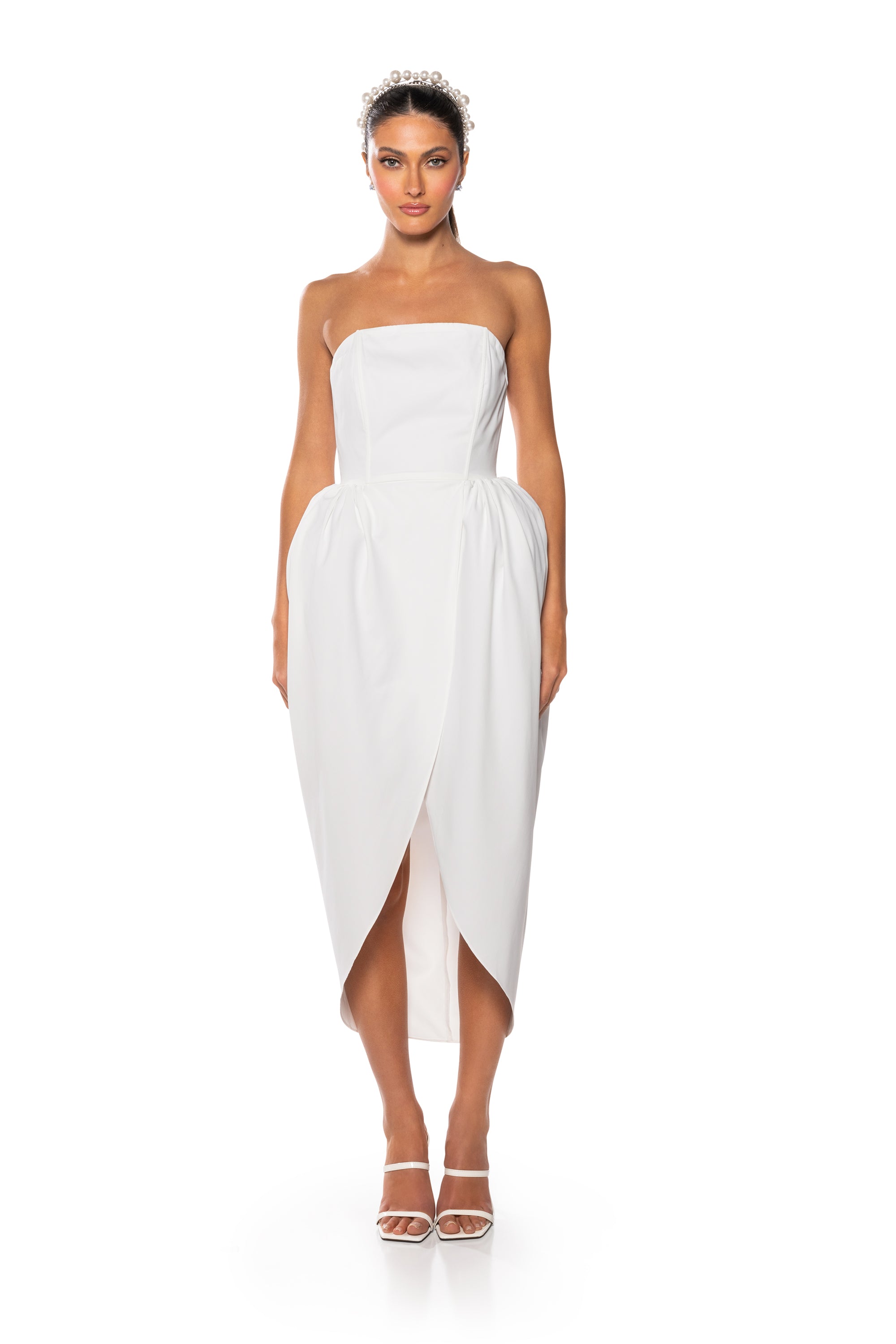 Extra View Tulip Skirt Strapless Midi Dress