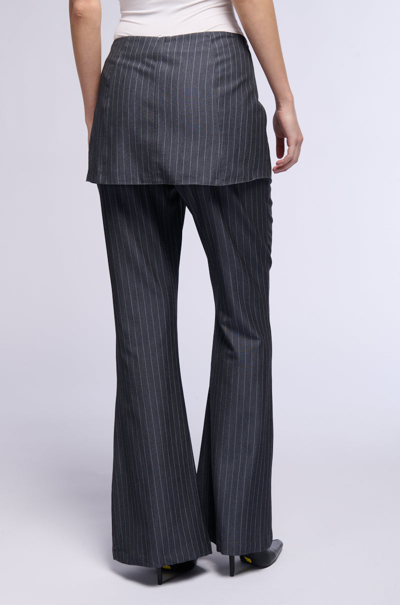 Back View Underwater Flare Pinstripe Skirt Overlay Trouser
