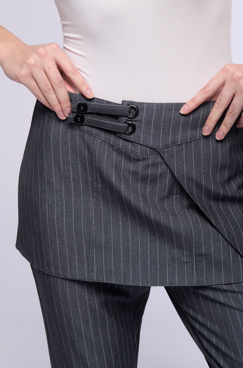Full View Underwater Flare Pinstripe Skirt Overlay Trouser