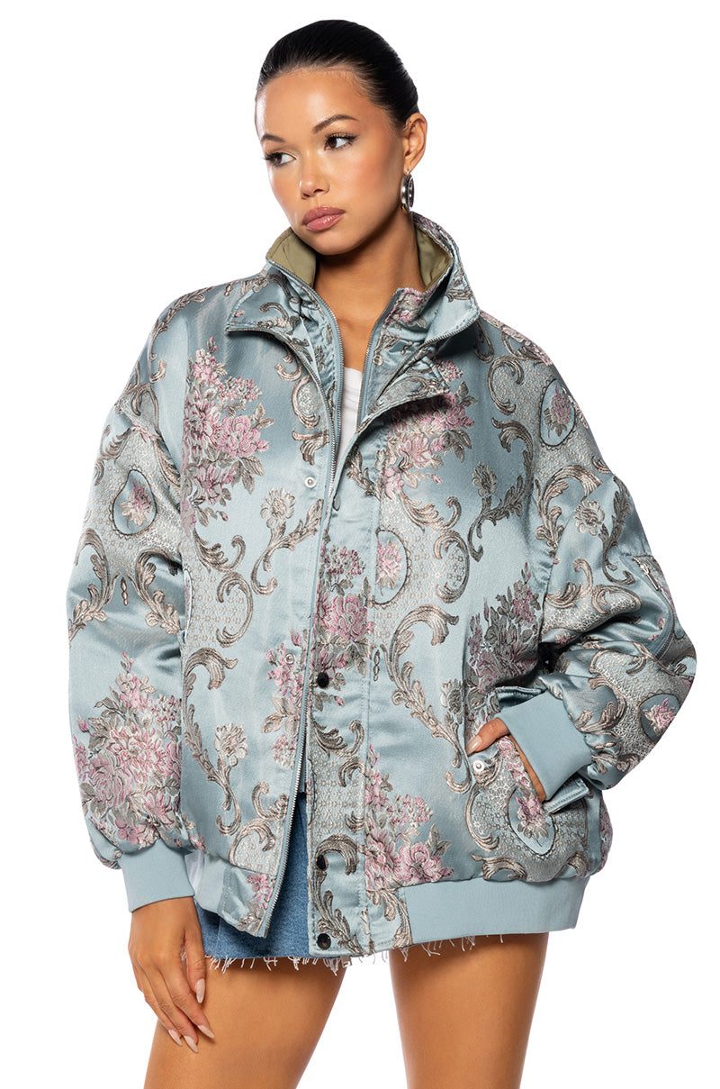 BROCADE OVERSIZE BOMBER JACKET view 0