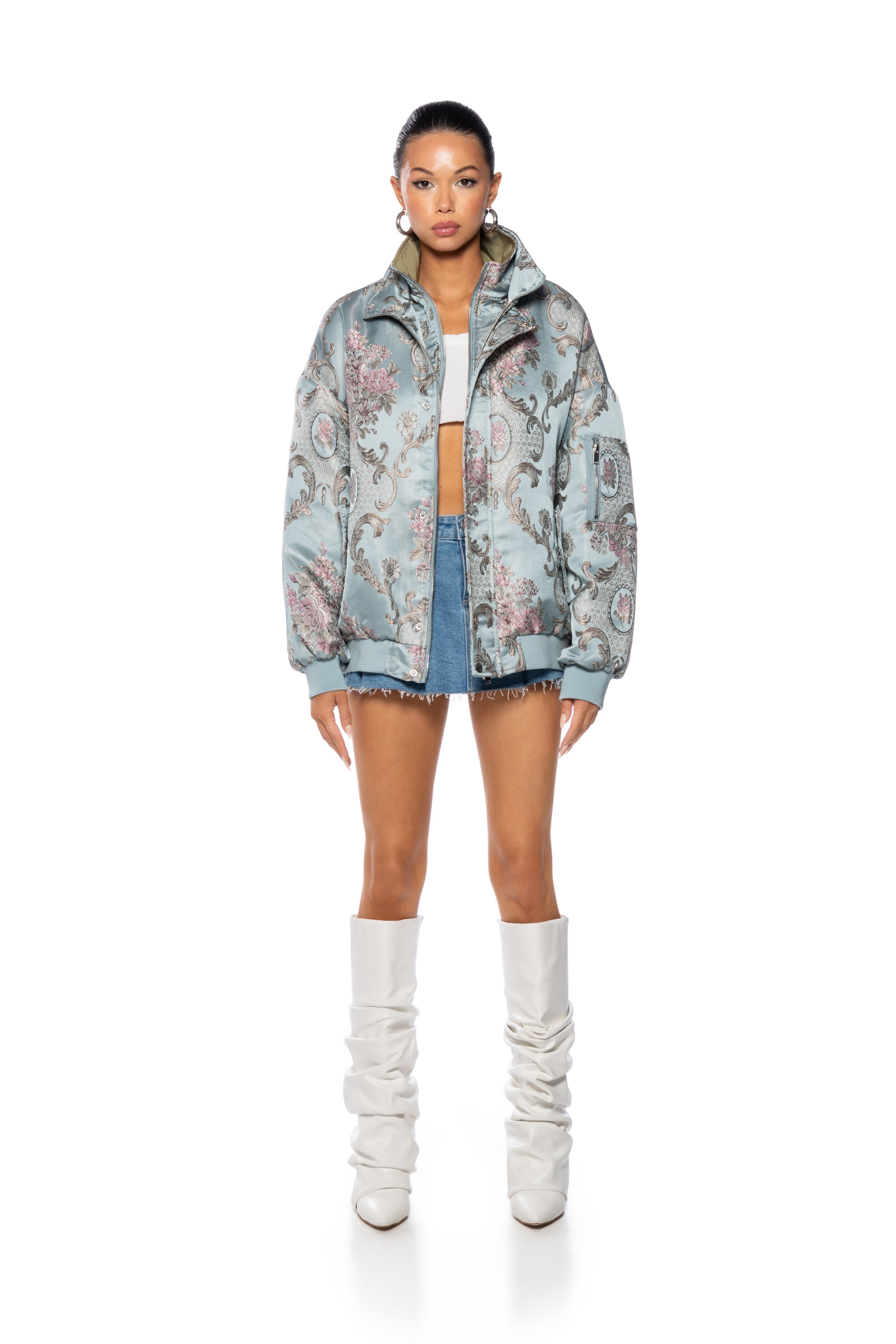 Extra View Versailles Oversize Brocade Bomber Jacket