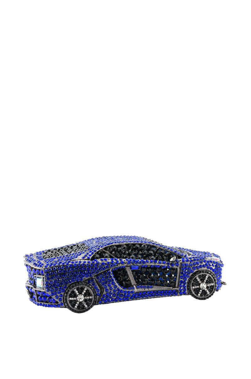 Side View Vroom Race Car Rhinestone Clutch
