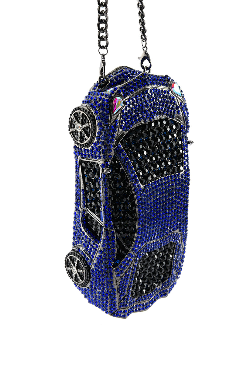 Extra View Vroom Race Car Rhinestone Clutch