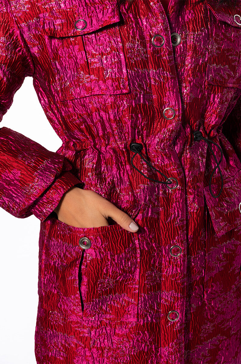 Extra View Warm It Up Jacquard Trench With Quilted Lining