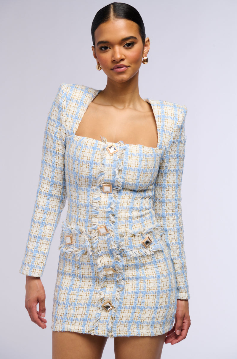 WHATS THE TEA TWEED MINI DRESS AKIRA WHATS THE TEA TWEED MINI DRESS AKIRA