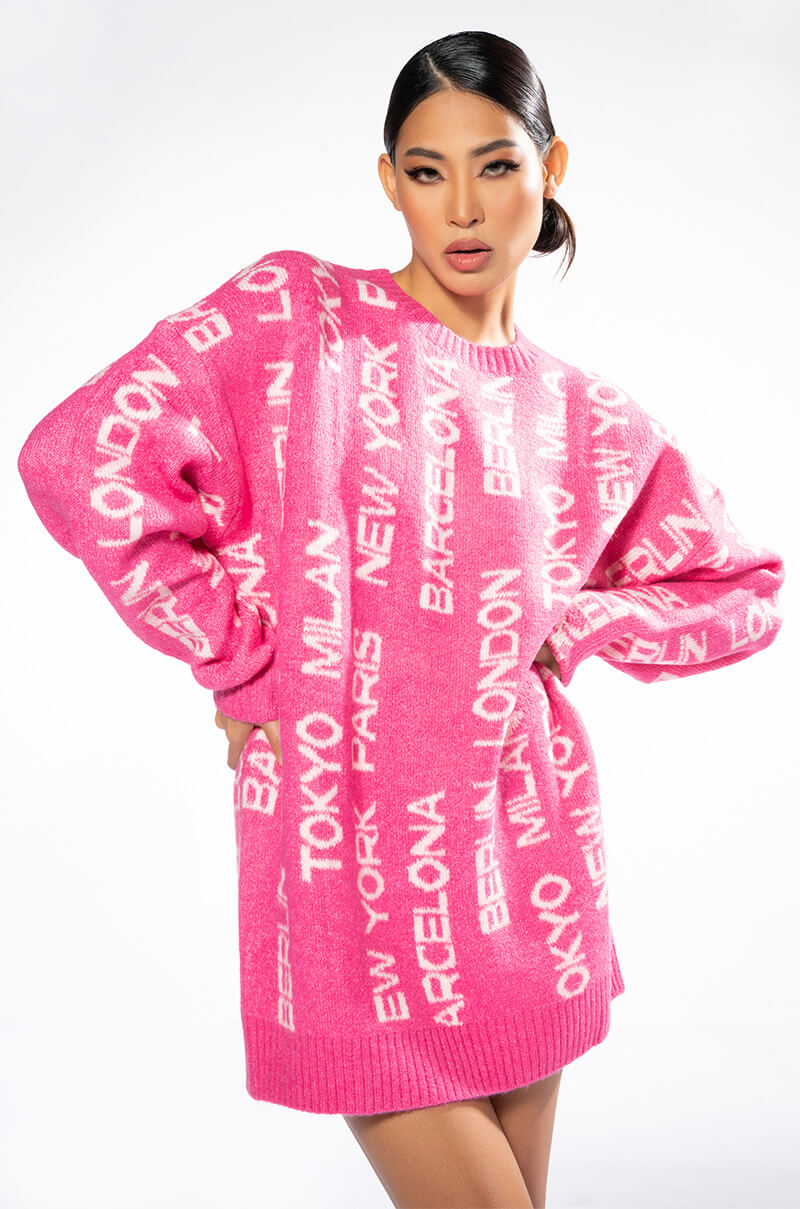 WORLD TRAVELER OVERSIZED SWEATER DRESS AKIRA WORLD TRAVELER OVERSIZED SWEATER DRESS AKIRA