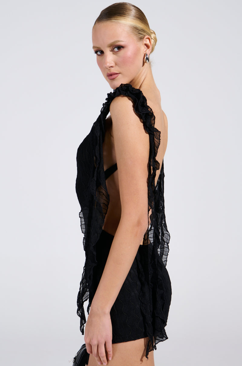 mesh back mini dress reviews NEVER BASIC RUFFLED MESH MINI DRESS IN BLACK – AKIRA