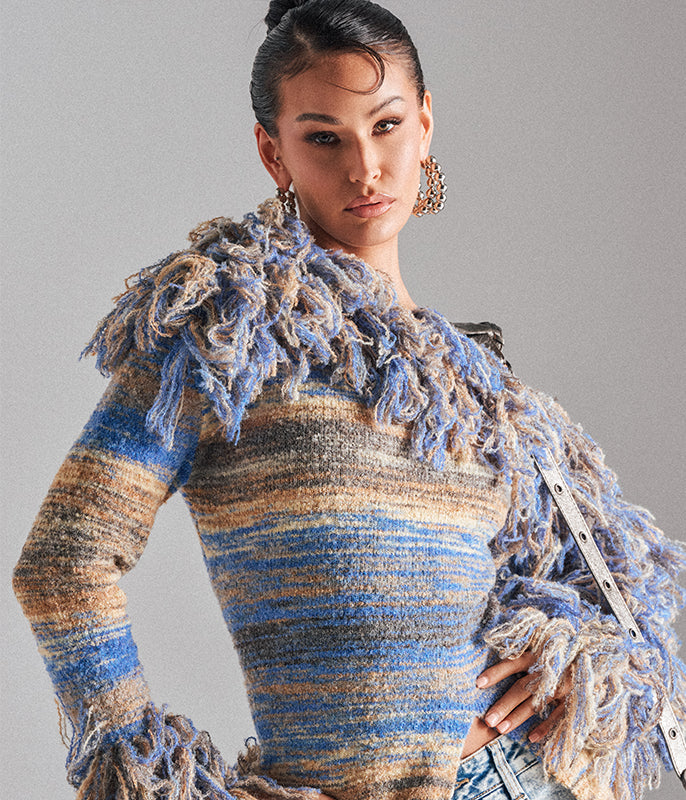 REAL OSTRICH FEATHER CROP TOP IN EMERALD – AKIRA