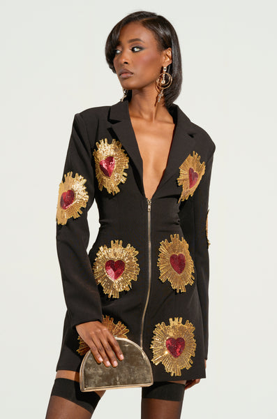 GLISTENIN IN GOLD BLAZER DRESS AKIRA GLISTENIN IN GOLD BLAZER DRESS AKIRA