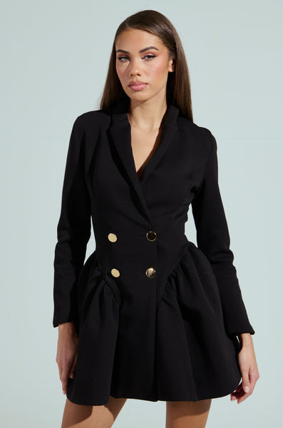 アウターその他 AVANDRESS Dress Two Button Double Over Blazer Black HBIC BLAZER MINI DRESS – AKIRA