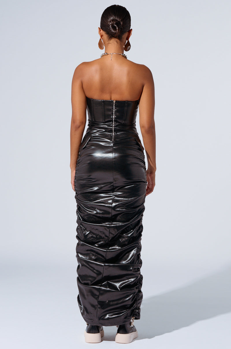 frame leather cargo dress NEW Frame Black Leather Cargo Long Sleeve Mini Dress - Medium